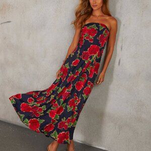 Getaway Garden Strapless Floral Print Maxi Dress